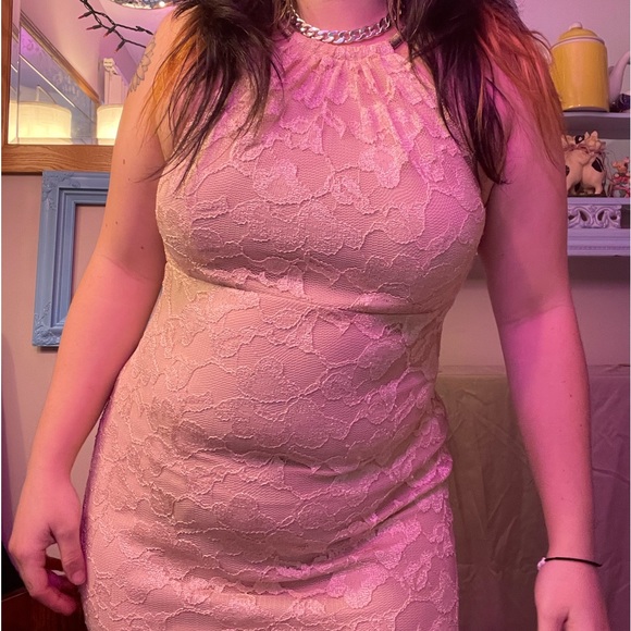 Nude Cream Lacey Maxi Mermaid Prom Dress Xscape Size 4 Special Occasion - Picture 2 of 11